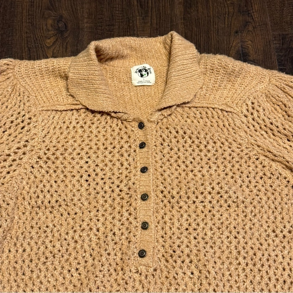 Free People Snowdrift‎ Pullover Camel Heather Sweater Size Large Women - Picture 4 of 12
